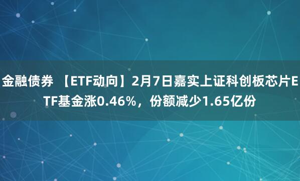金融债券 【ETF动向】2月7日嘉实上证科创板芯片ETF基金涨0.46%，份额减少1.65亿份