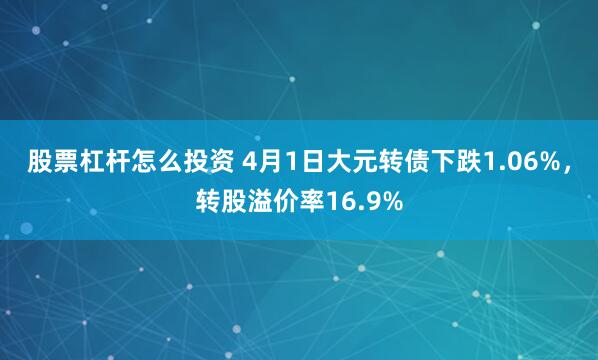 股票杠杆怎么投资 4月1日大元转债下跌1.06%，转股溢价率16.9%