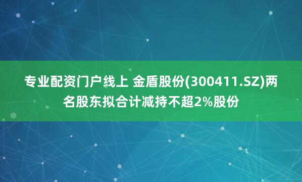专业配资门户线上 金盾股份(300411.SZ)两名股东拟合计减持不超2%股份