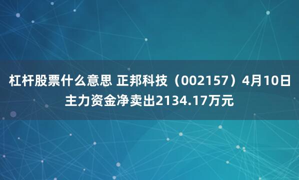 杠杆股票什么意思 正邦科技（002157）4月10日主力资金净卖出2134.17万元