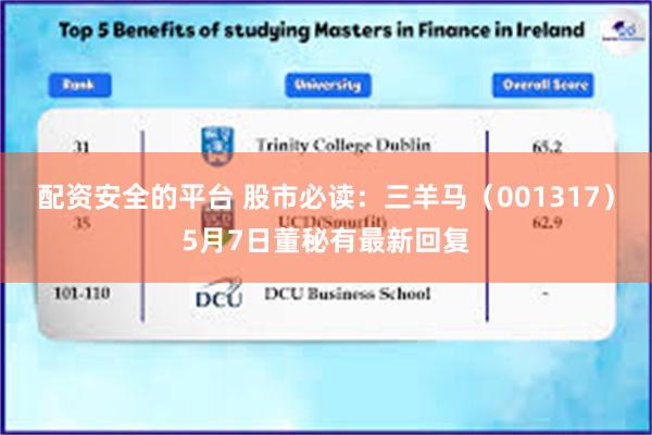 配资安全的平台 股市必读：三羊马（001317）5月7日董秘有最新回复