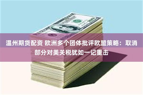 温州期货配资 欧洲多个团体批评欧盟策略：取消部分对美关税犹如一记重击